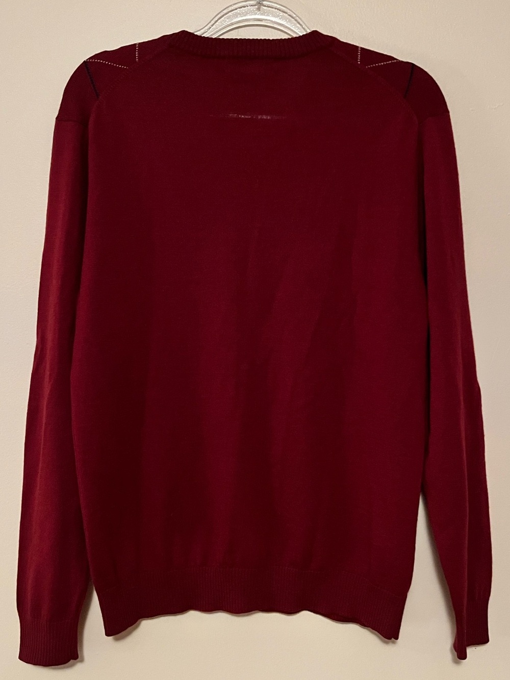 Daniel Cremieux Merino Burgundy Argyle V-Neck Sweater - Picture 2 of 6